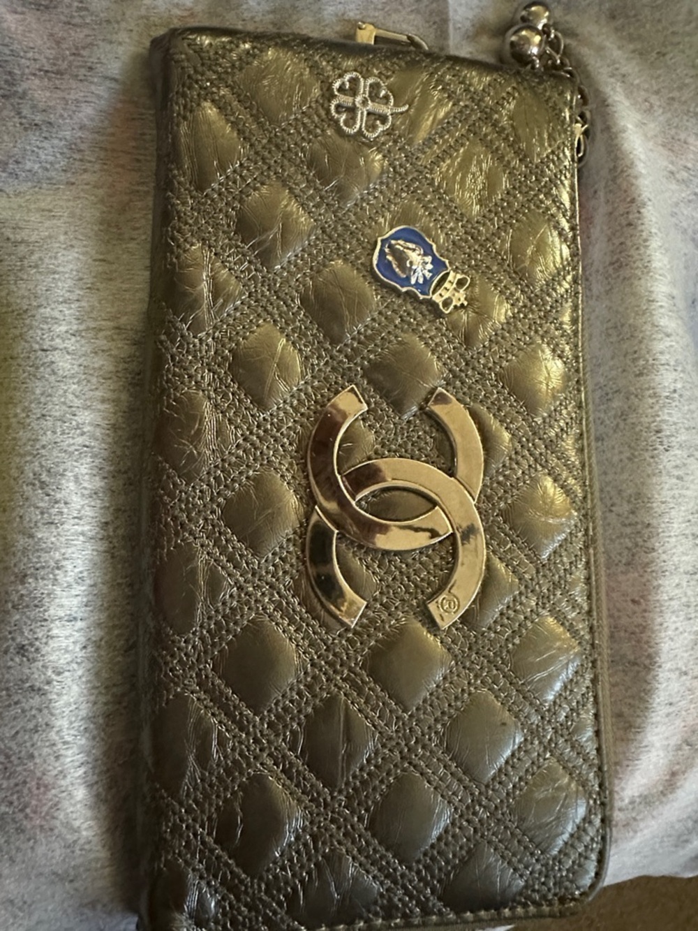Metallic Quilted Zip Wallet - Gold Vintage